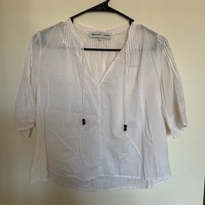 Madewell cream short shirt sleeve blouse